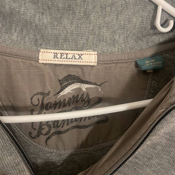 tommy bahama relax grey crewneck pullover quarter zip - Picture 2 of 4
